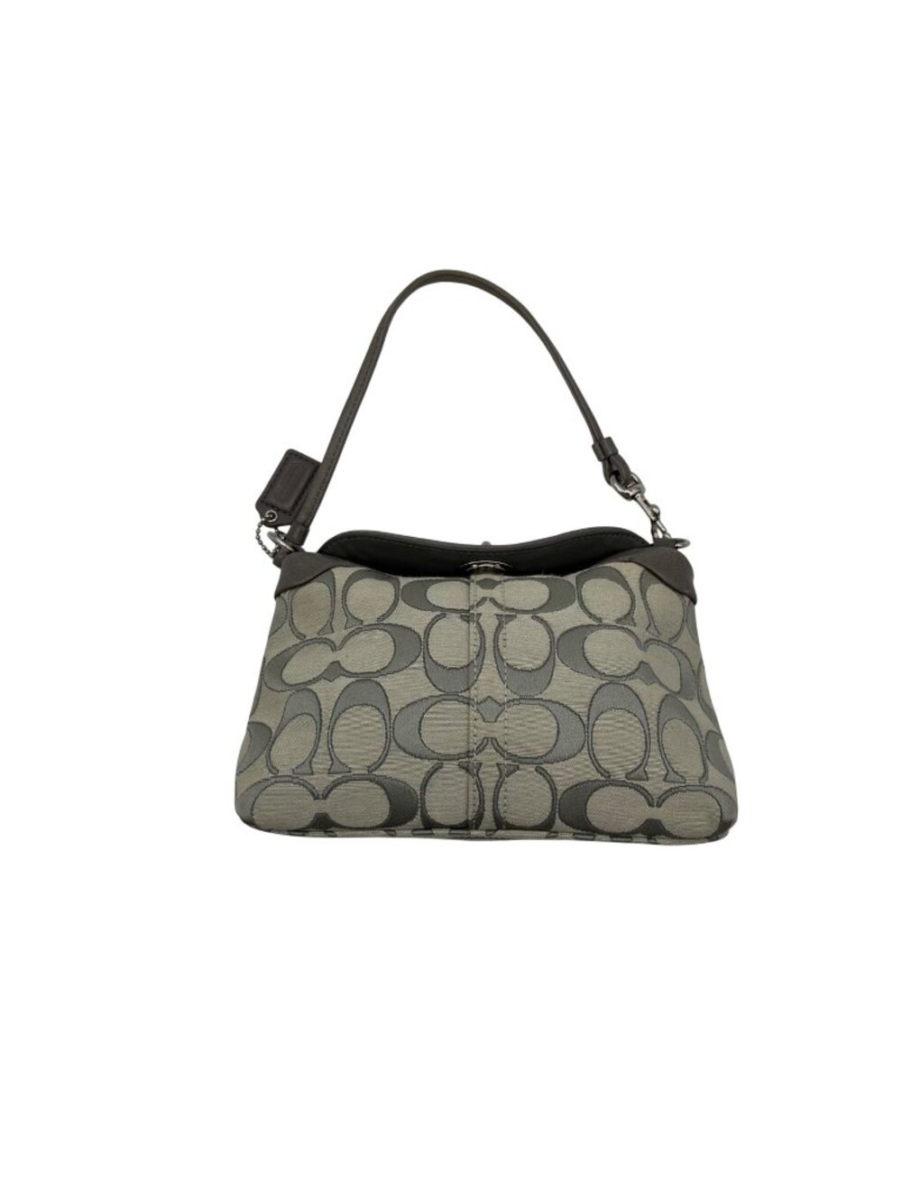 Coach Grey Signature Canvas Frame Bag